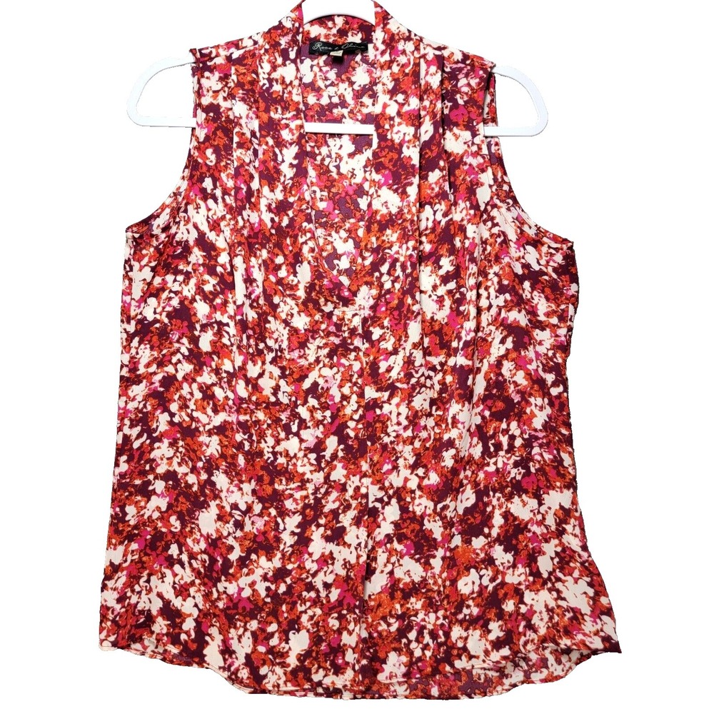 Rose and Olive‎ Fairy Blouse Top Womens M Red Floral Colorful Sleeveless Tank